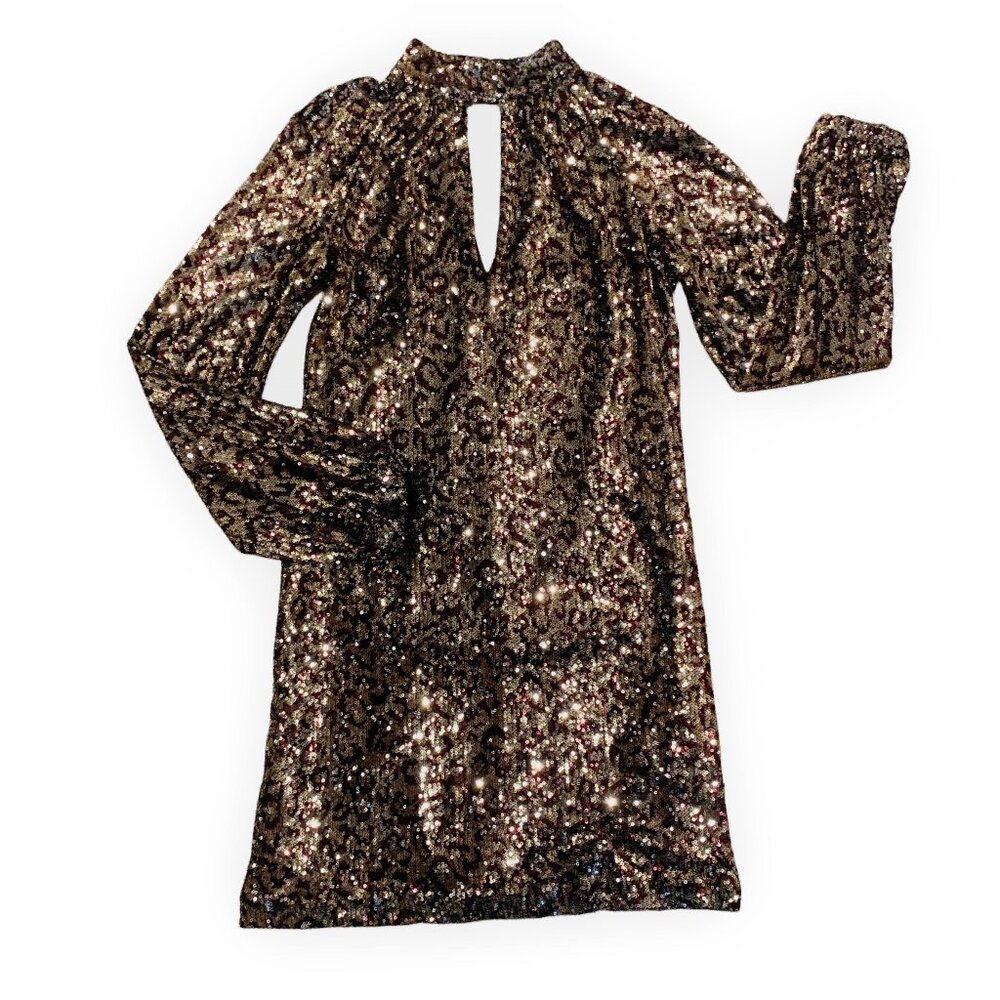 Milly Emily Leopard Print Sequin Shift Dress || S… - image 6